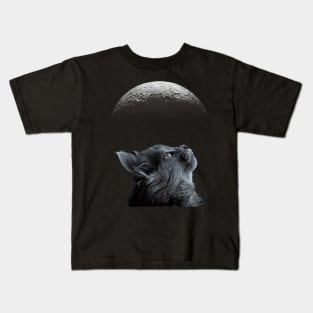 Cute Black Cat With Moon Cat adoption For Cat Lover Kids T-Shirt